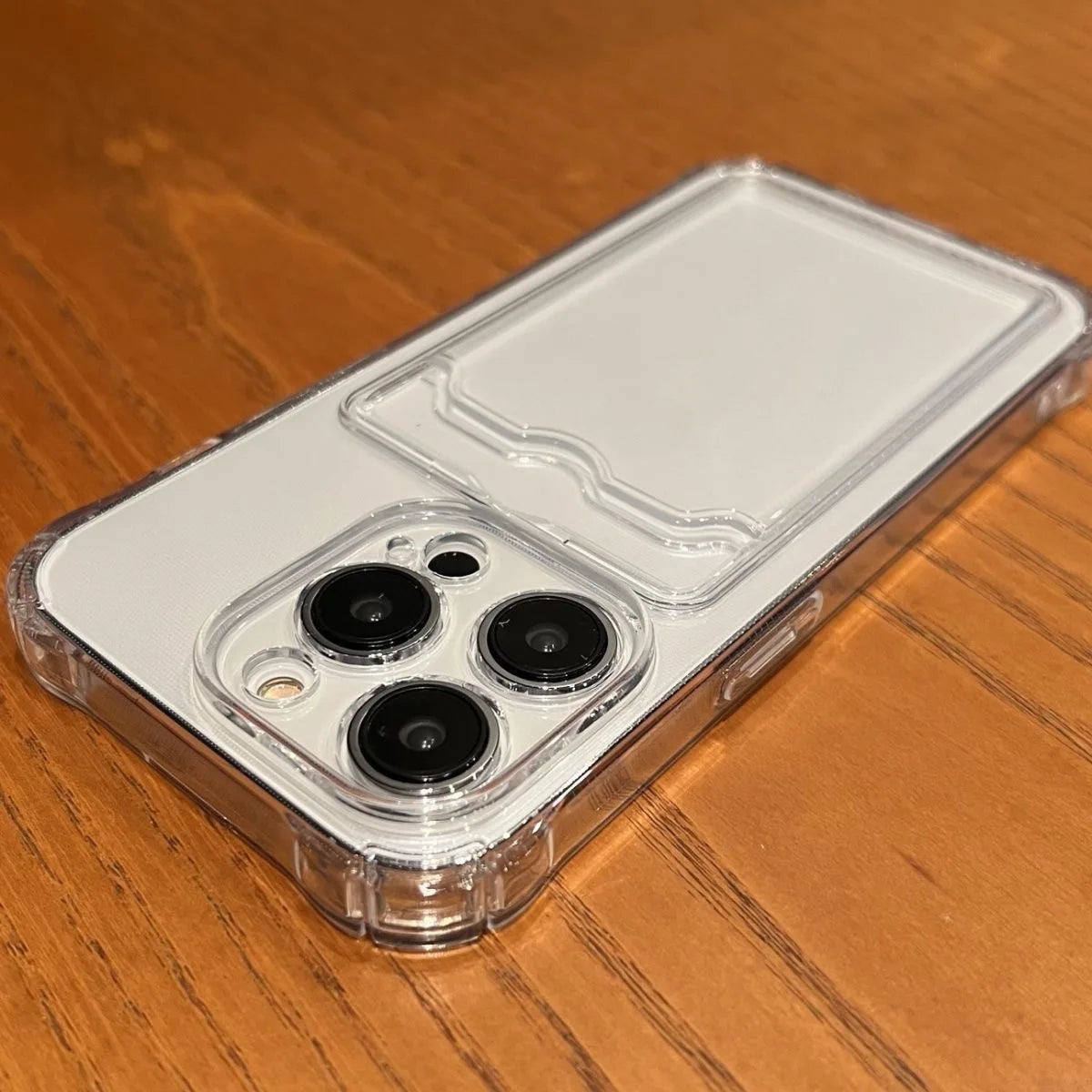 Clear Slim Phone Case with Card Holder for iPhone - Shock-Absorbing Cover Clear Tidesmit