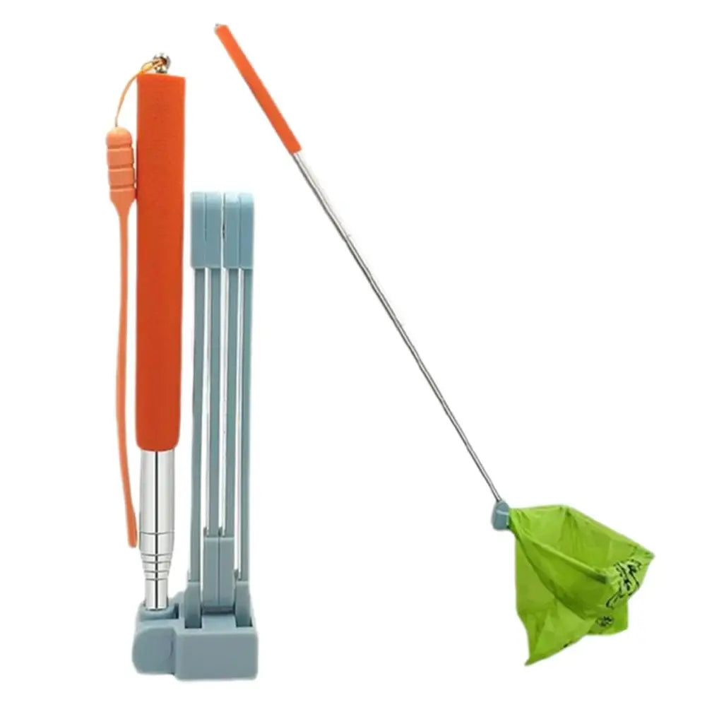 28.7-inch long-handle metal pet poop scooper with orange grip for easy, hygienic, eco-friendly waste pickup.