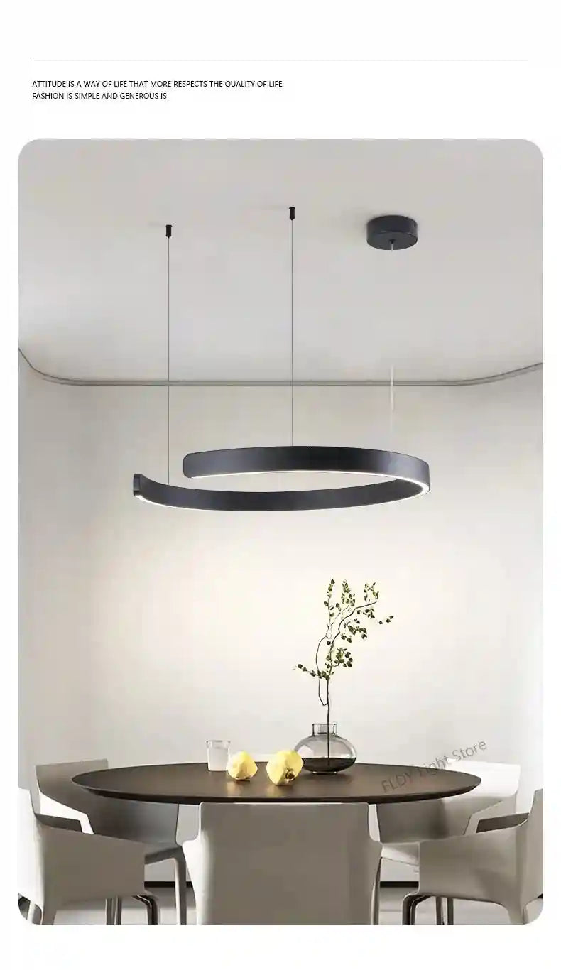 Modern 3-Ring LED Chandelier - Adjustable Dimmable Black Finish Tidesmit
