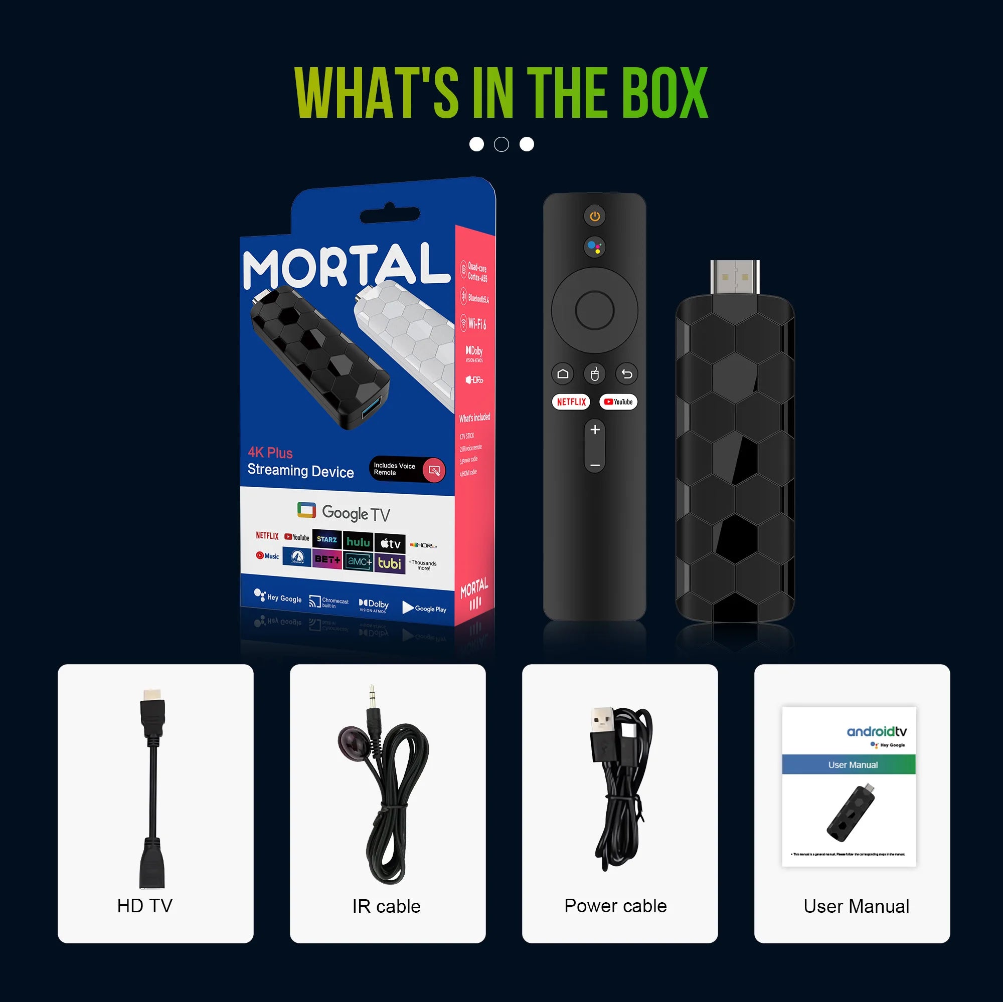Android TV Stick 8GB 128GB 4K Streaming Box with Voice Remote Tidesmit