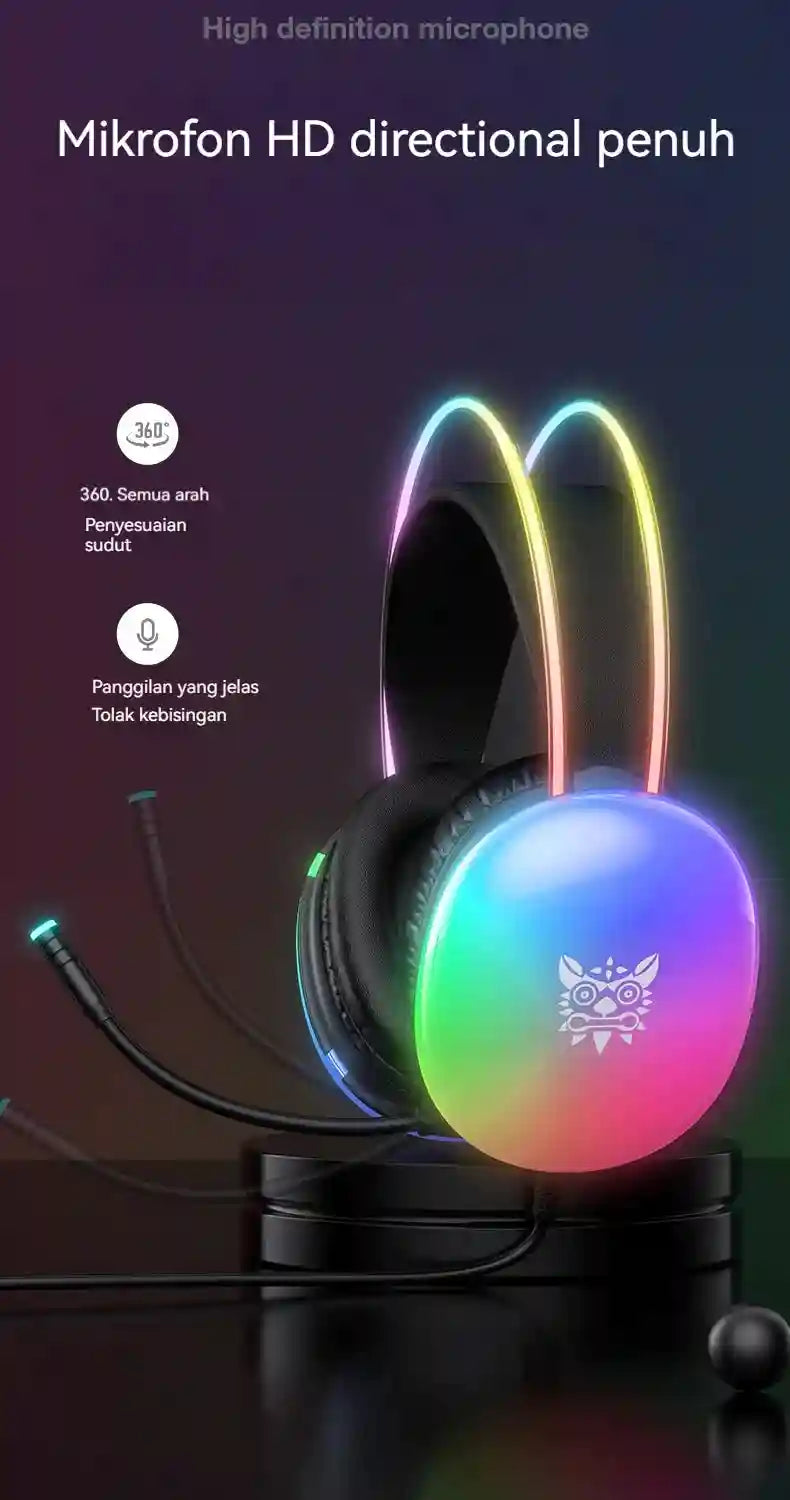 Gaming Headset with Noise Canceling Mic - Over-Ear Low Latency Black Tidesmit
