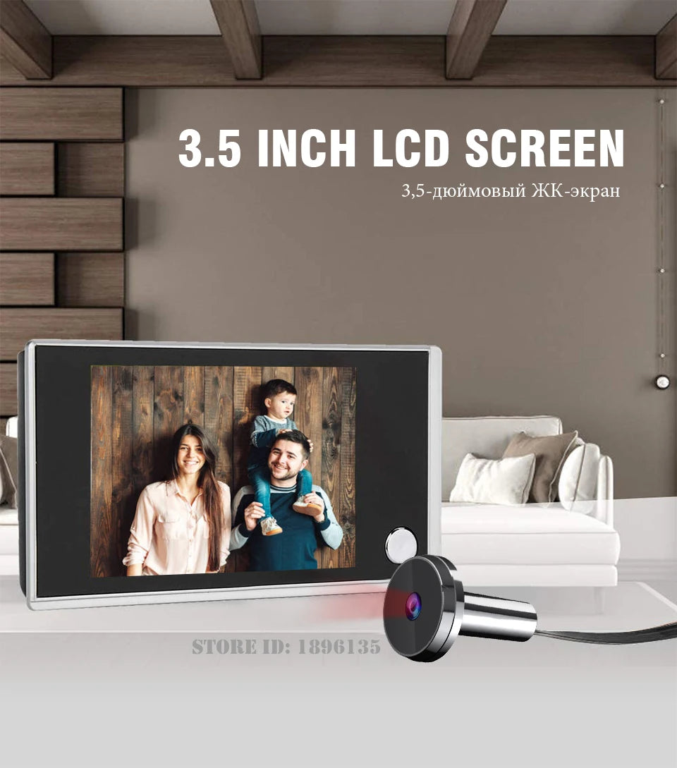KAK 3.5" Digital Door Peephole Camera Electronic Door Viewer Bell 120 Degree Wide Angle HD Screen Home Security System Hardware