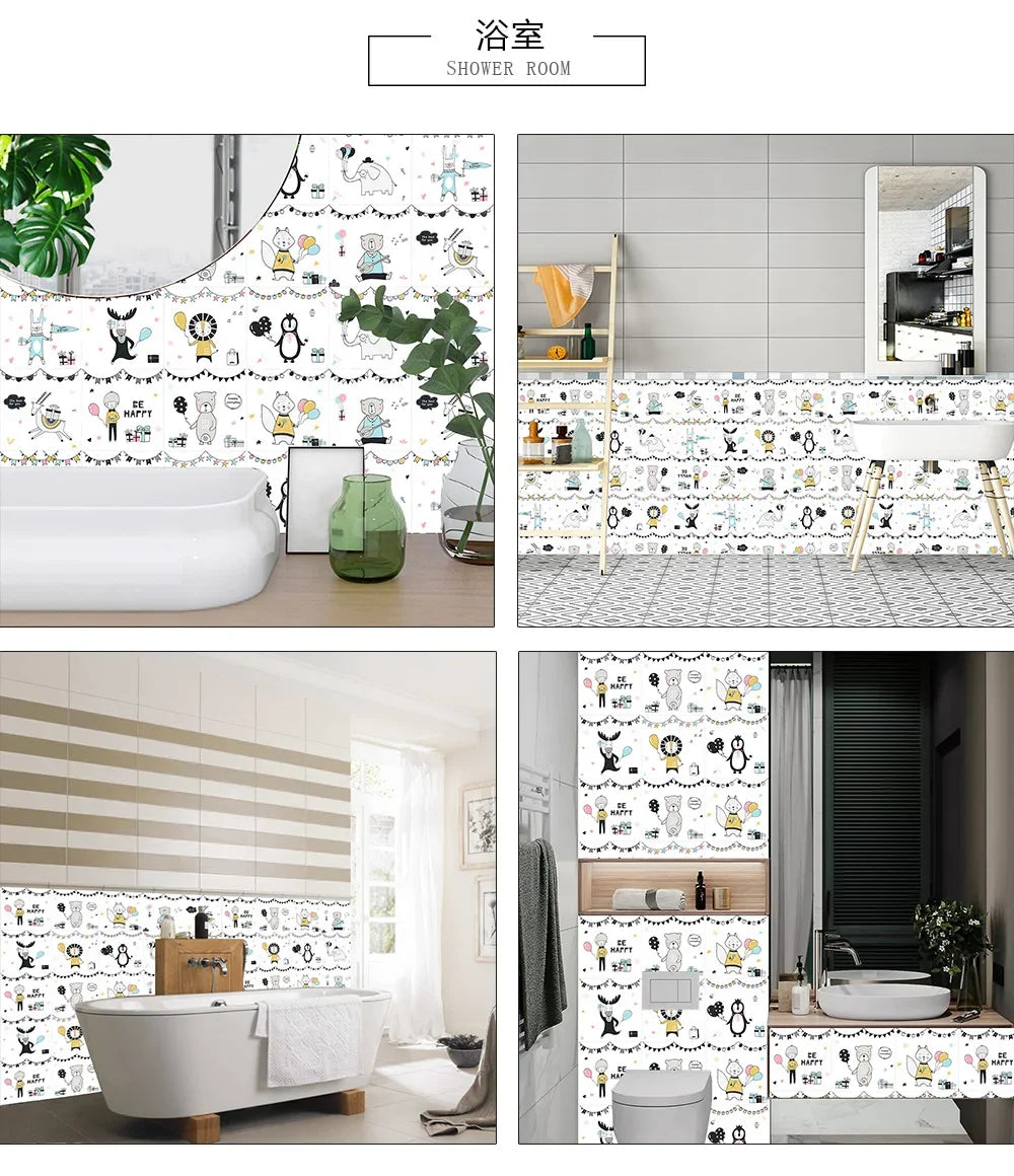 10pcs/set 10/15/20/30cm Flat Marble Mosaic Hard Tiles Wall Sticker Kitchen Bathroom Floor Diagonal Decor Wallpaper PVC Art Mural