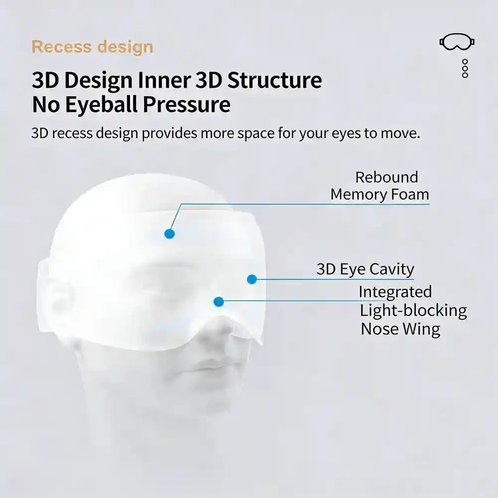 3D Sleep Eye Mask | Contoured Memory Foam - Grey, Pink & Black Eye Massage Instrument Tidesmit