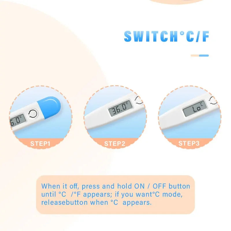1/2/5pcs Thermometer Fever Digital Basal Body Oral Armpit Rectal Electronic LCD Display High-Precision Measurement Smart Heat