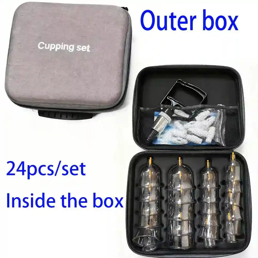 Cupping Therapy Set: 24-Piece Vacuum Massage Kit for Deep Tissue Relief Eye Massage Instrument 24Pcs Bags Tidesmit