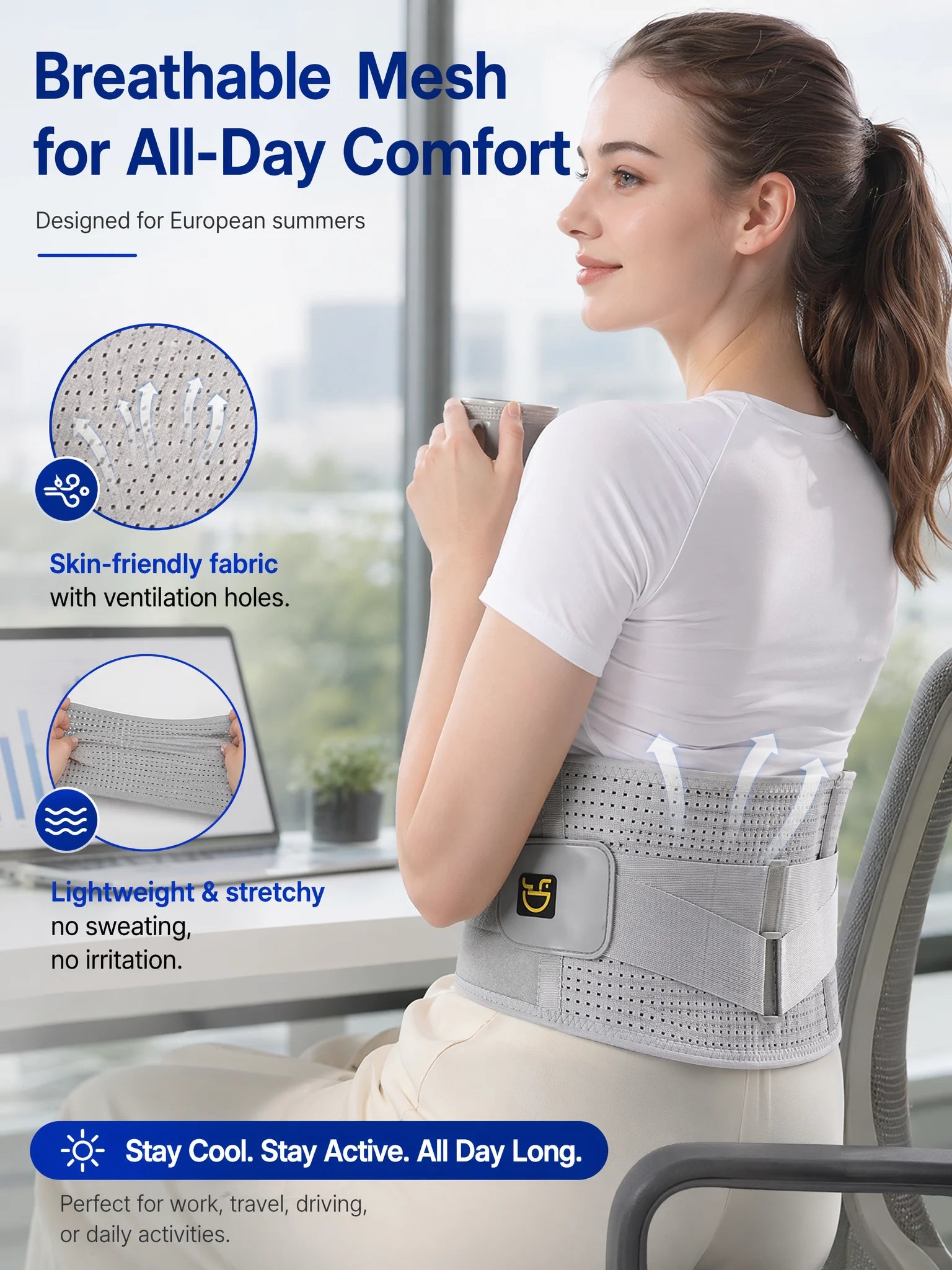 Back Brace Support Belt-Lumbar for Back Pain,Sciatica,Scoliosis,Herniated Disc Adjustable Straps-Lower with 3 Pads for Men&Women