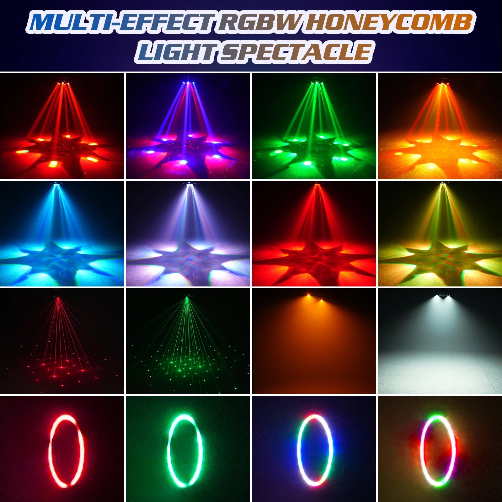 Somspot 150W Moving Head Light RGBW Stage Effect Lighting Projector DMX Voice Control for DJ Disco Party Concert Wedding Theater