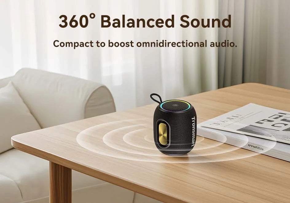 Tronsmart T8 Mini Speaker Bluetooth Speaker with 360 Degree Audio, 20H Playtime,IPX7 Waterproof, APP Control for Camping, Hiking