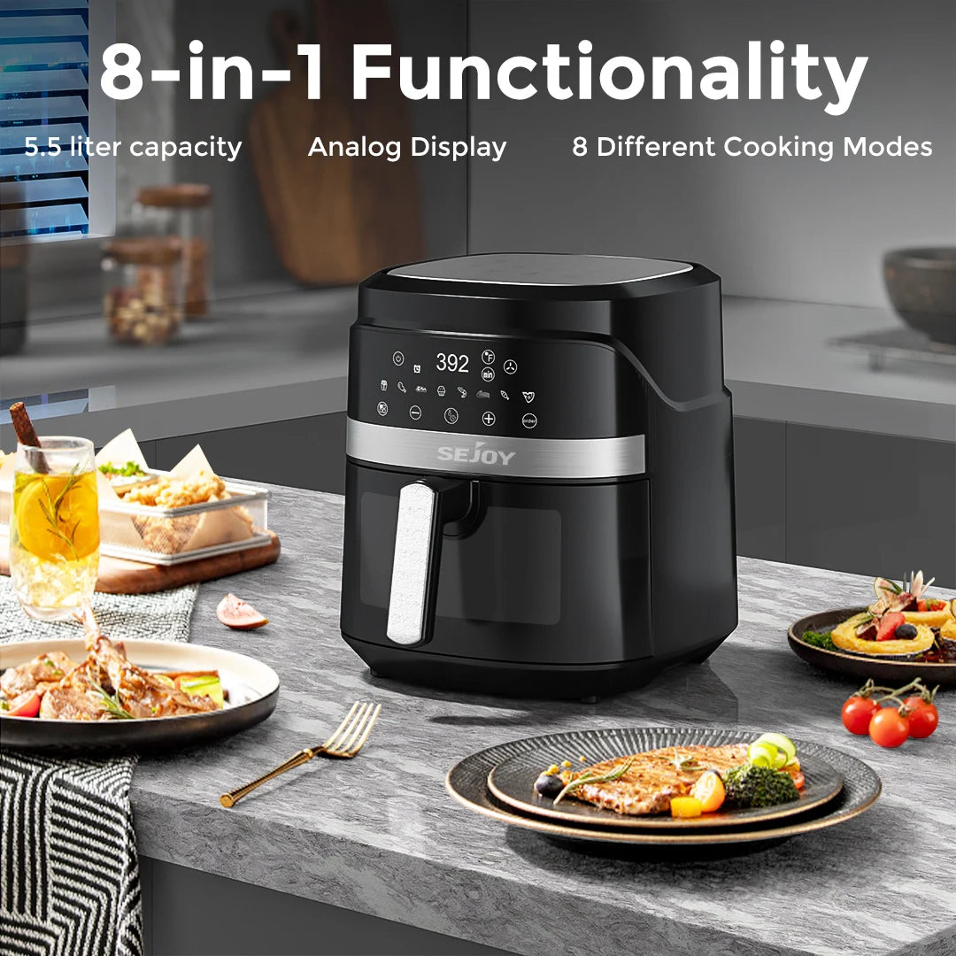 8-in-1 Air Fryer 6 Qt, Premium Ceramic Coating,Precise Heating for Even Results, Air Fry, Roast, Bake, Broil,Frozen, Proof,120V