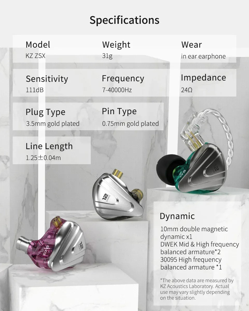 KZ ZSX 12-Driver Hybrid In-Ear Monitors by Tidesmit Tidesmit