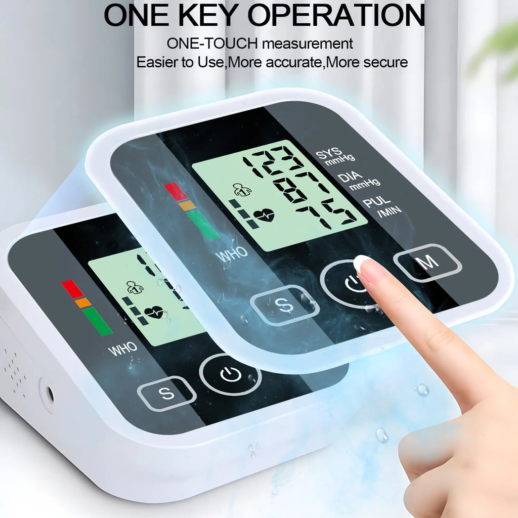 Automatic Upper Arm Blood Pressure Monitor Digital Sphygmomanometer Tensiometer Pulse Heart Rate Health Meter