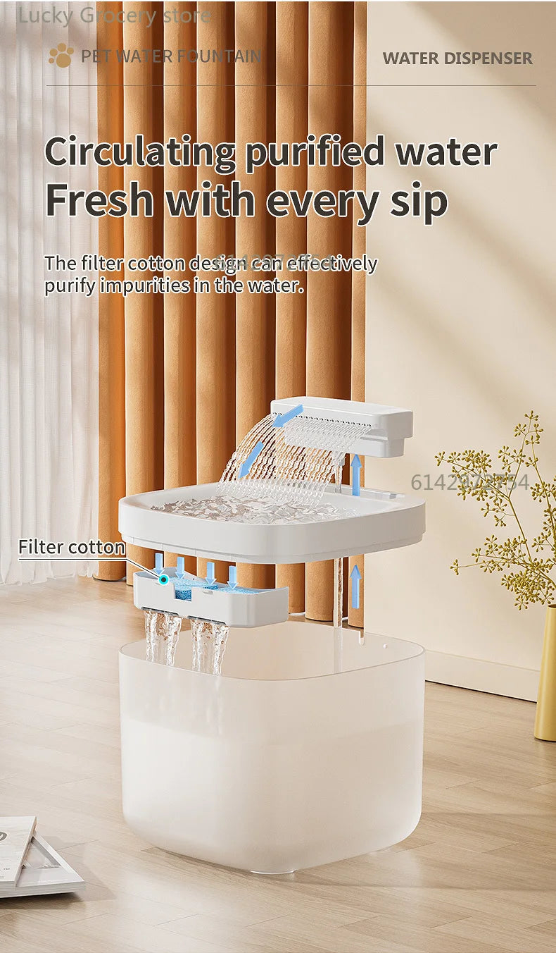 3L USB Pet Water Fountain with Pump & Filter Anti-Dry Burning Cat Water Dispenser Auto Recirculating Pet Water Flow Drinker