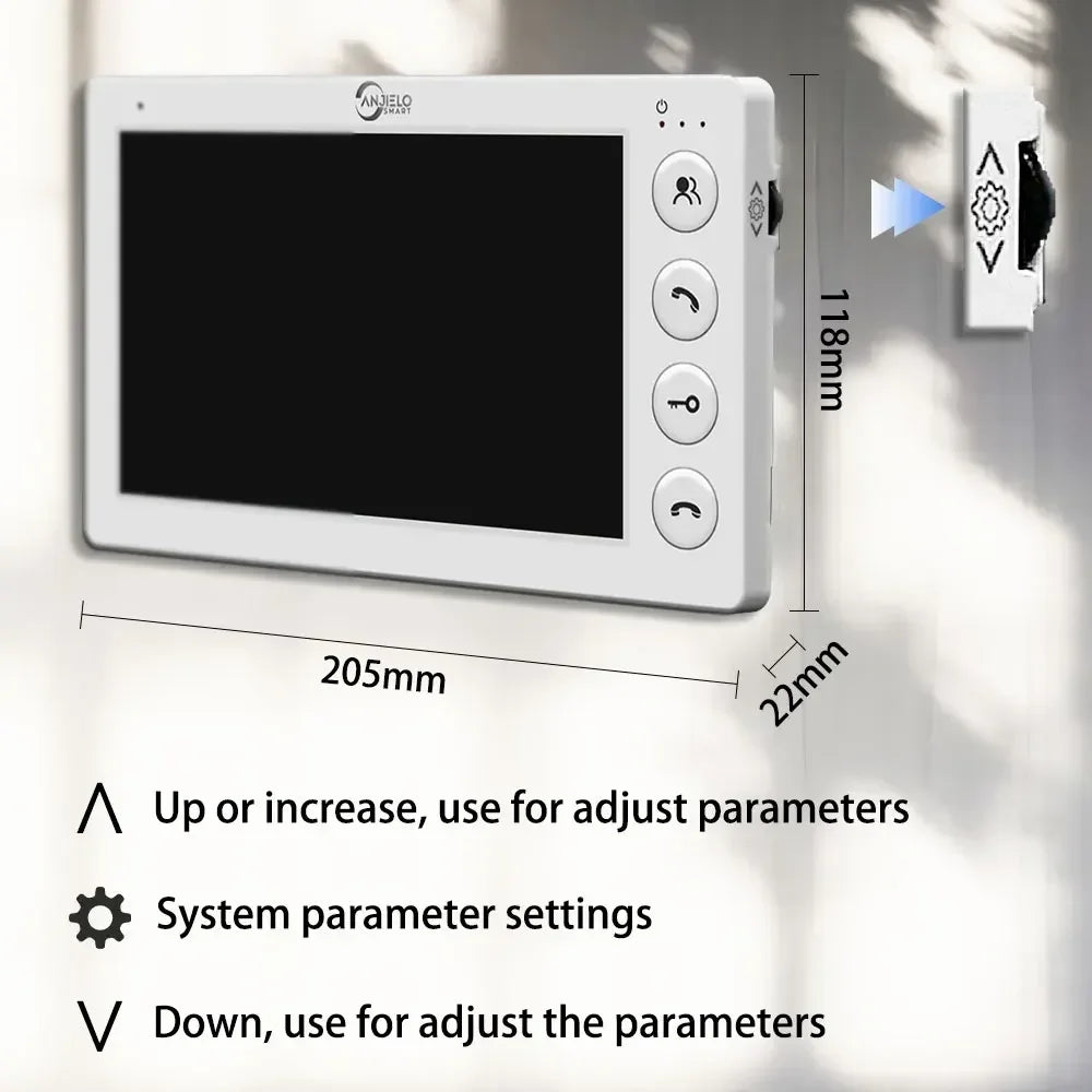 ANJIELO 7-inch 4-cable video door telephone system 2/3/4-unit multi-apartment intercom video doorbell with RFID card unlocking