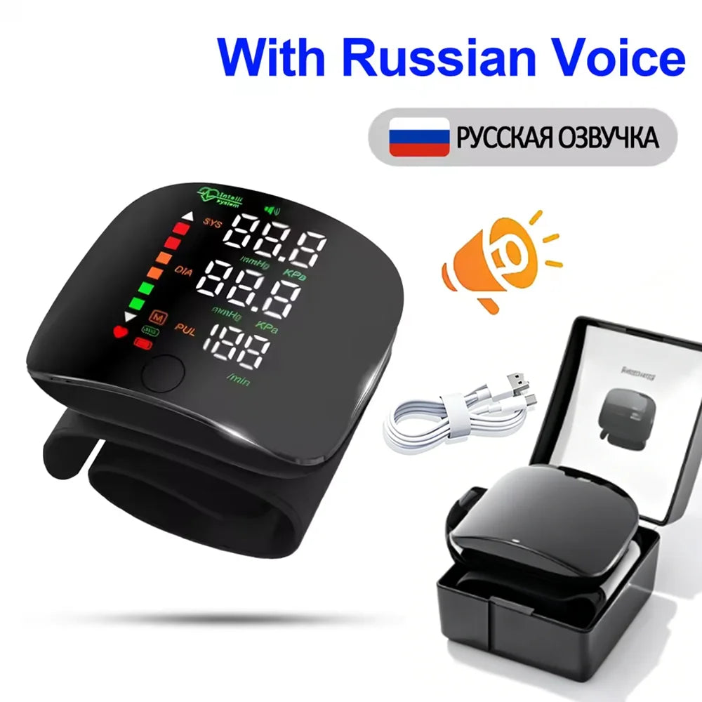 Rechargeable Digital Wrist Blood Pressure Monitor Sphygmomanometer Tonometer Tensiometer blood pressure Heart Rate Monitor