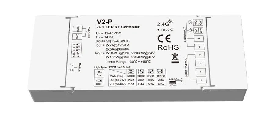 5M 10M 20M COB CCT LED Strip 24V Flexible High Density Dimmable Room Light 2.4G RF Touch Remote Control Dual White 2700K-6500K