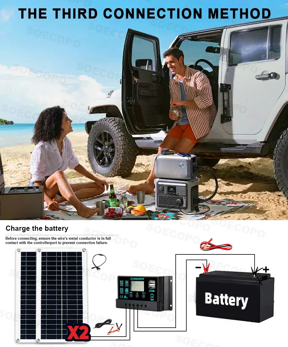 Caravan Solar System Kit Camping DC 12V - AC 110V/220V Inverter Complete Solar Kit for Home 10000w USB 5V/1.5A 100A Controller