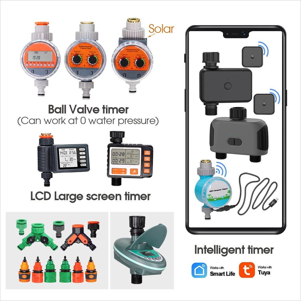 50-5M Automatic Garden Irrigation System Adjustable 13cm Sprinkler Smart Timer Greenhouse Yard Watering Kit Strong Flux