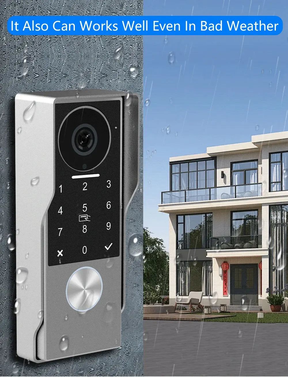 2-Wire TUYA Smart Video intercom doorbell 1080P Waterproof Camera 5G Wifi 7/10inch Touch Screen Support Password Inductive Card