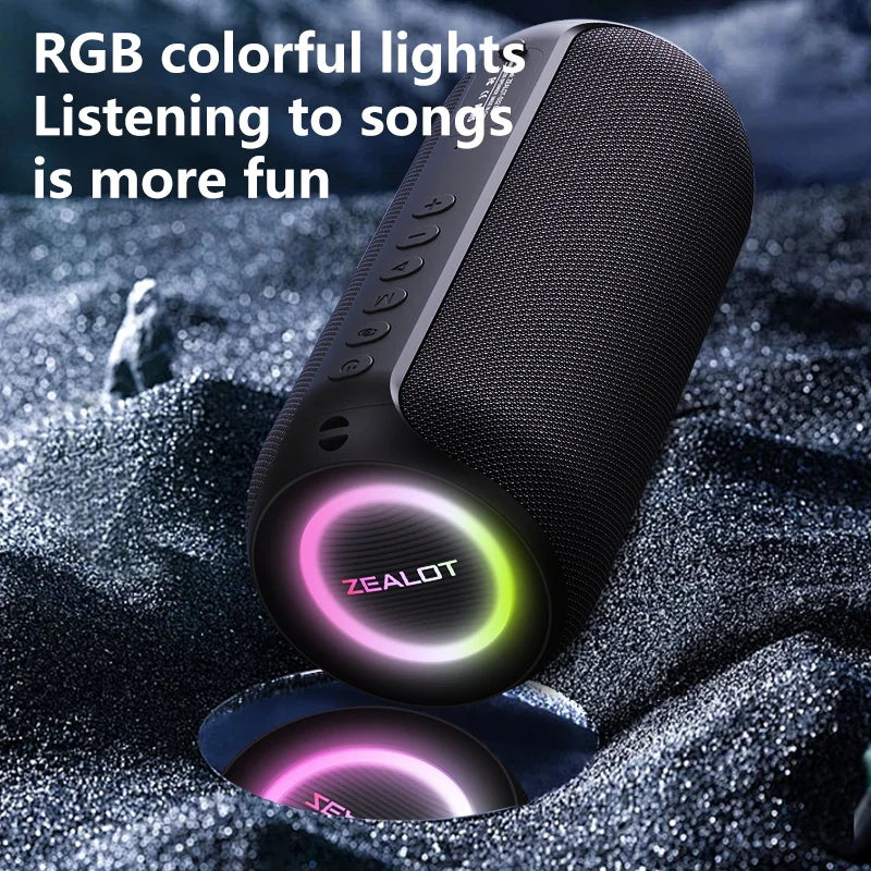 Zealot S32 MAX Outdoor Portable Subwoofer Wireless Speaker,Waterproof IPX 5,Dual Pairing, 3600mAh Battery.