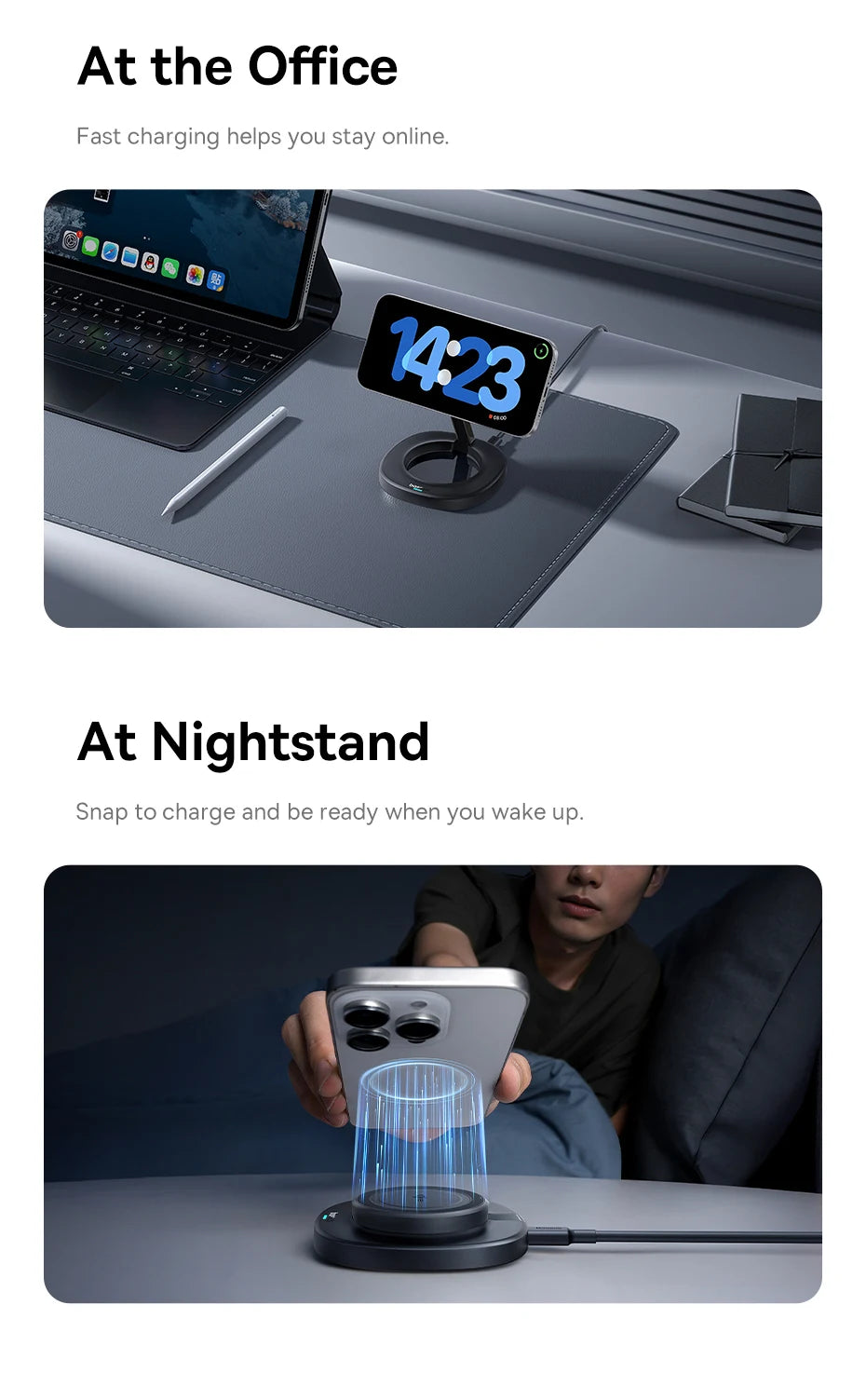15W Magnetic Wireless Charger Stand - Foldable Qi Certified MagSafe Tidesmit