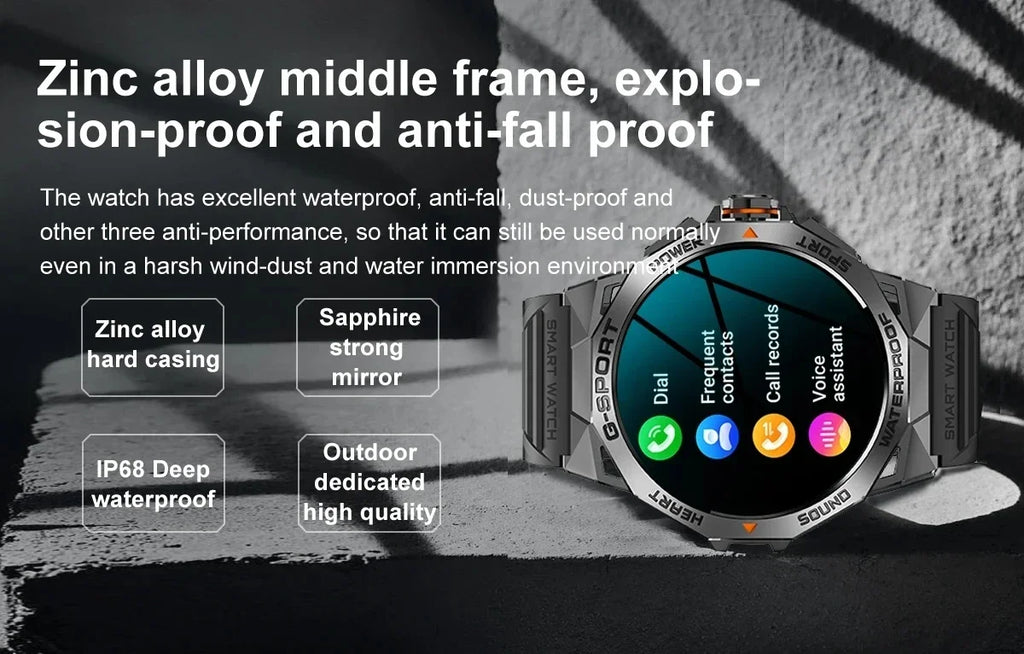 1.43inch AMOLED Screen Smartwatch Men Outdoor Sports Fitness 400mAh Large Battery Bluetooth Call Music Heart Rate Smart Bracelet