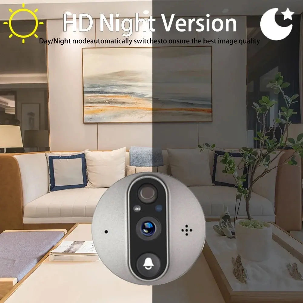 4.3 Inch Screen Tuya WiFi Smart Peephole Doorbell Camera 1080P Wireless Digital Door Viewer with PIR Motion Alert Two-Way Talk Infrared Night Vision Home Security Video Intercom