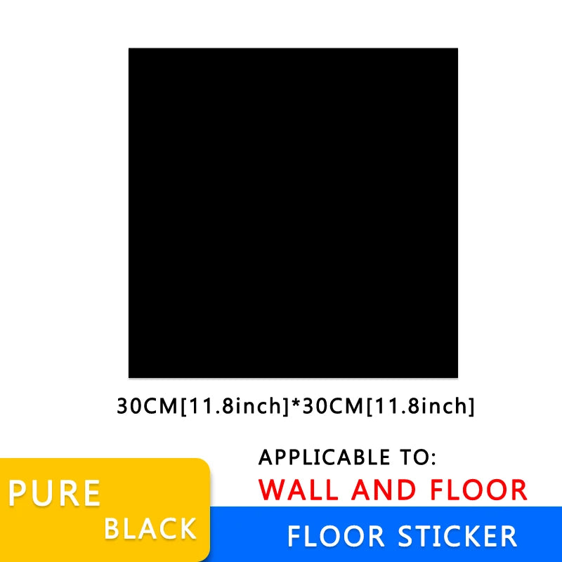 Pure black self-adhesive floor sticker, 30cm x 30cm square