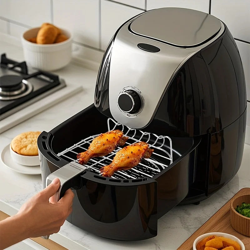 1 PC Air Fryer Rack with 4 Skewers, 1 Set Grill and Steam Rack. Suitable for baking and grilling in small ovens.