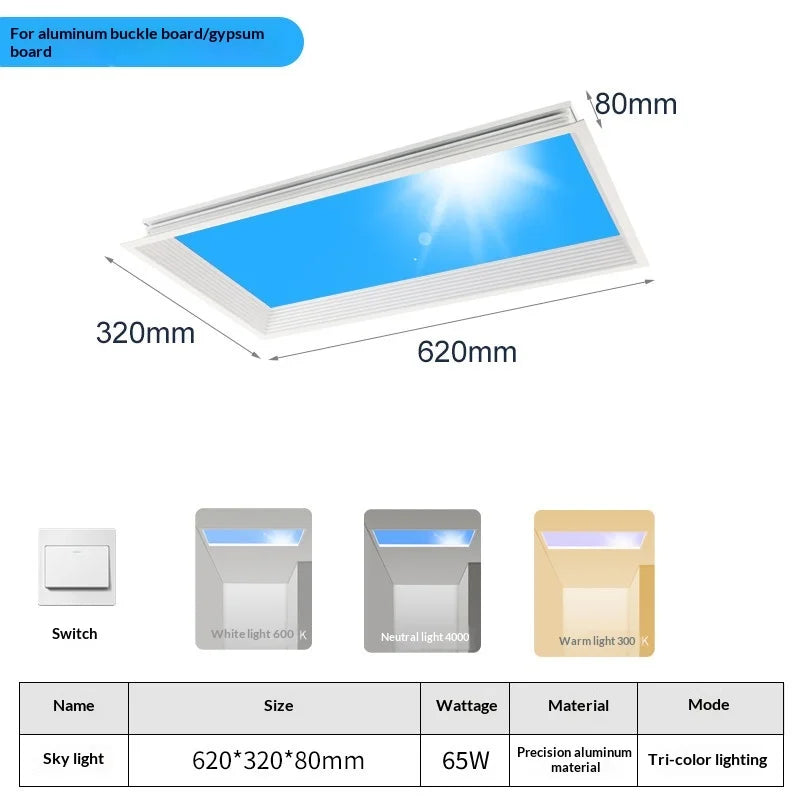 Smart Sky LED Ceiling Lamp Ultra Thin Artificial Sun Blue Sky Light PC Aluminum Simulated Daylight Kitchen Bathroom Home Decor