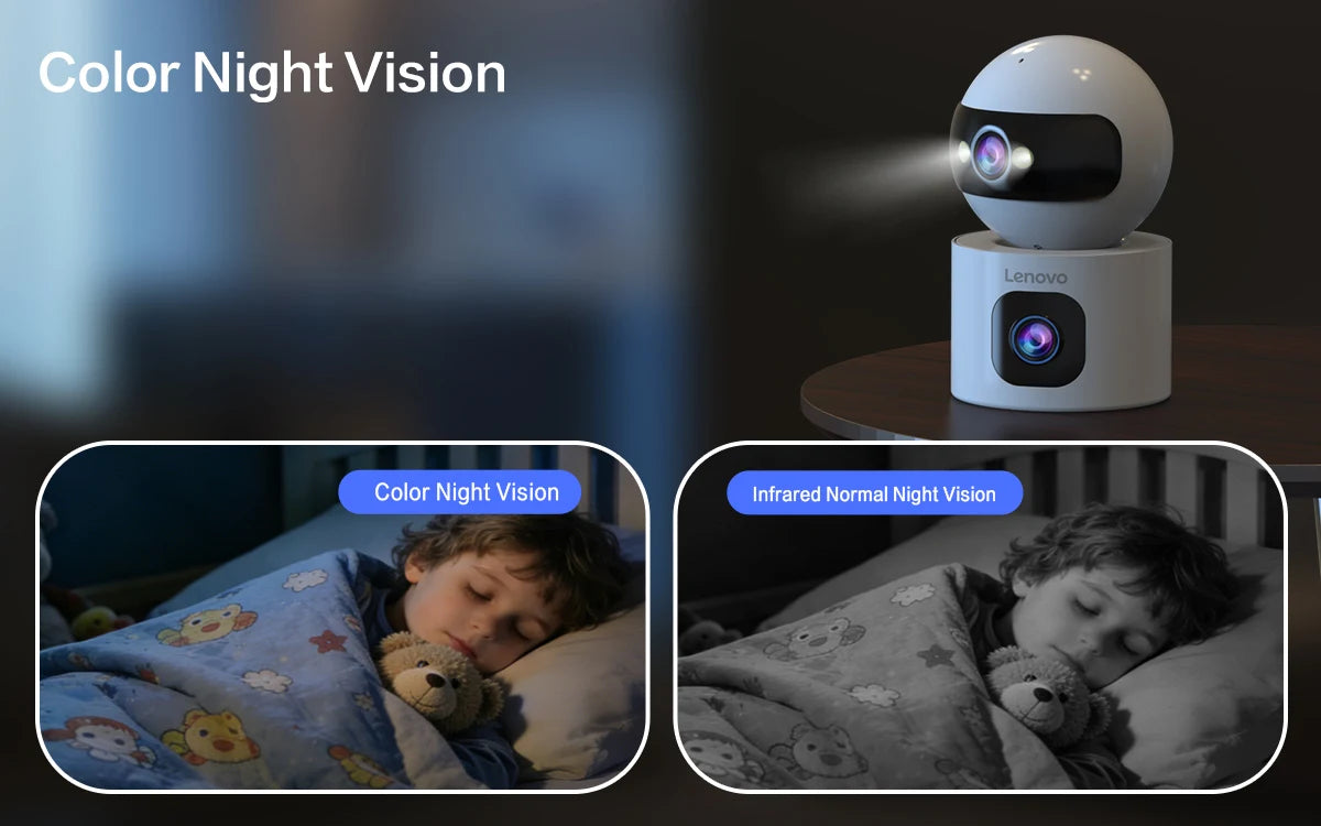 Lenovo 4K PTZ WiFi Camera Dual Lens Home Indoor CCTV Surveillance Camera Auto Tracking Security Protection Smart Baby Monitor