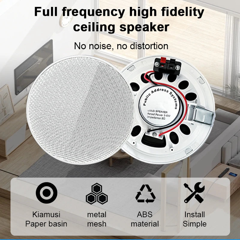 SUMWEE 8 Ohm Full Range Stereo Sound Passive Ceiling Speakers Home Theater Background Music Audio System 5 Inch In Wall Speakers