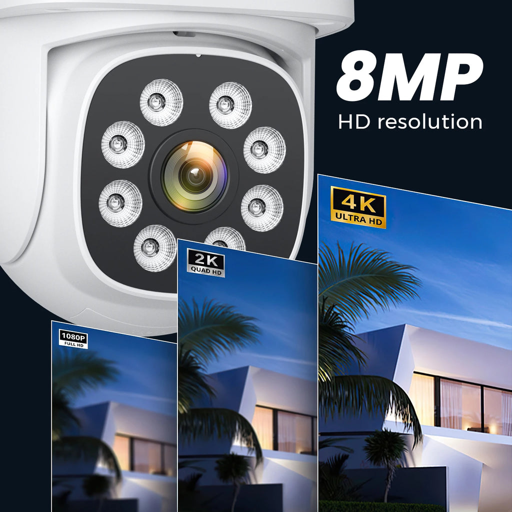 4G Solar Camera  Outdoors Wifi PTZ IP Camera 8MP 4K HD CCTV Camera AOV 24 Hour Recording Human Ai Auto Detect Tracking ICSee APP