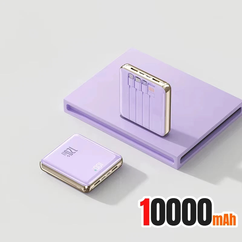 Portable Power Bank with 4 Built-in Cables - 50000mAh Tidesmit Purple 10000mAh Tidesmit