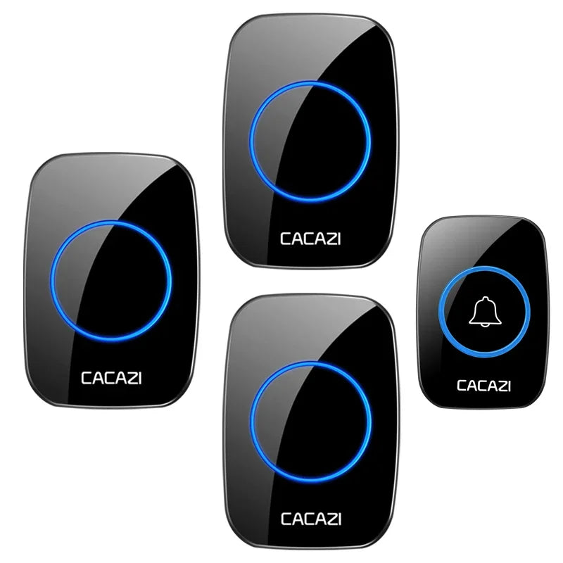 CACAZI 36 music 110DB 300M Wireless Doorbell Waterproof Remote Battery powered Smart Door Bell Battery 1  2 Button 1 2  Receiver