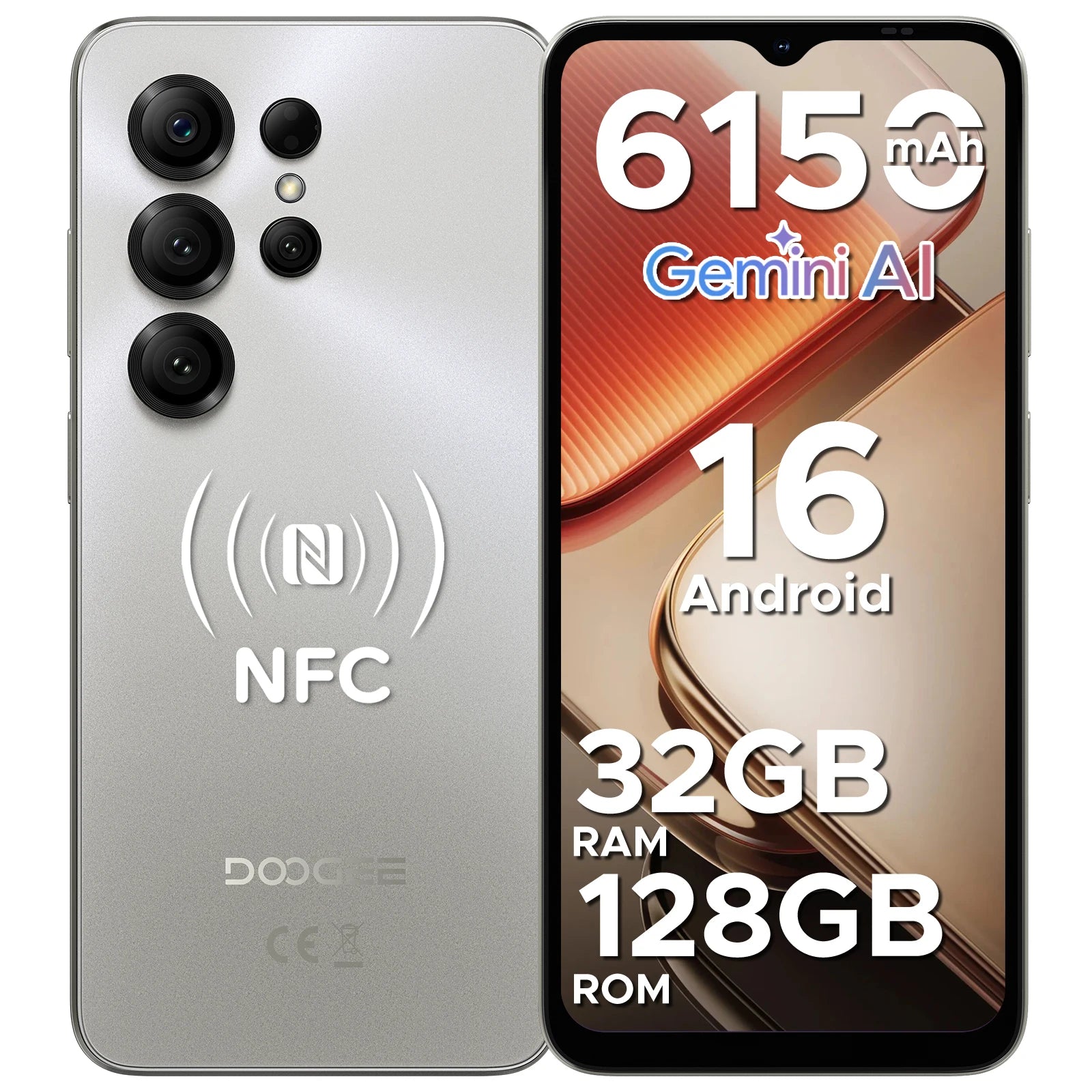 Global Version DOOGEE Note56X Pro Smartphone Android 16 Gemini AI  6150mAh Battery 6.56'' Display Widevine L1 Mobile Phone NFC