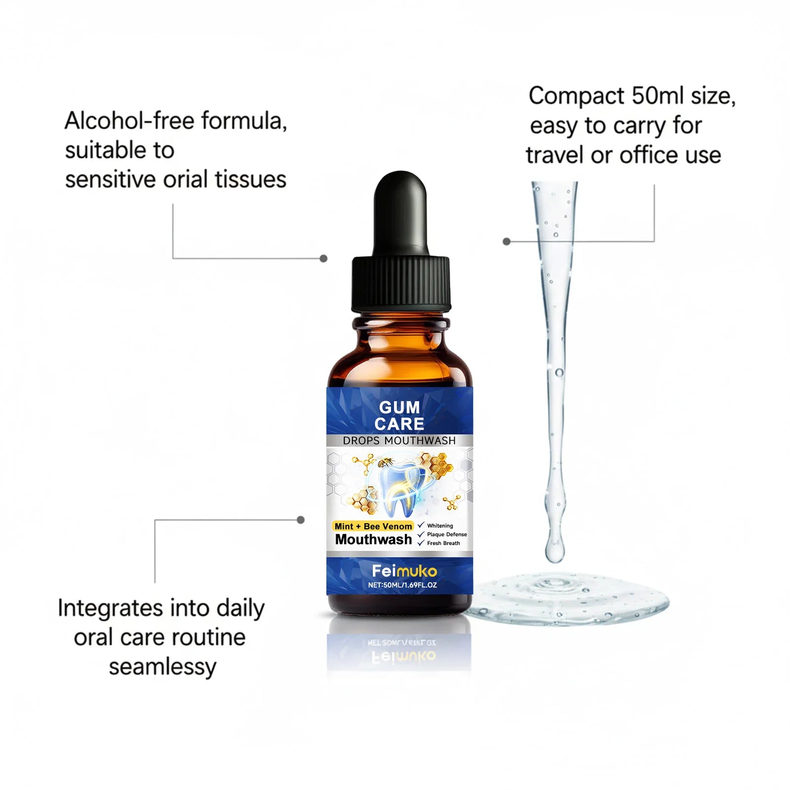 Tidesmit 50ml Damaged Gum RepairCare Gel Serum for deep cleaning teeth stains, tartar removal, and sore gum relief.