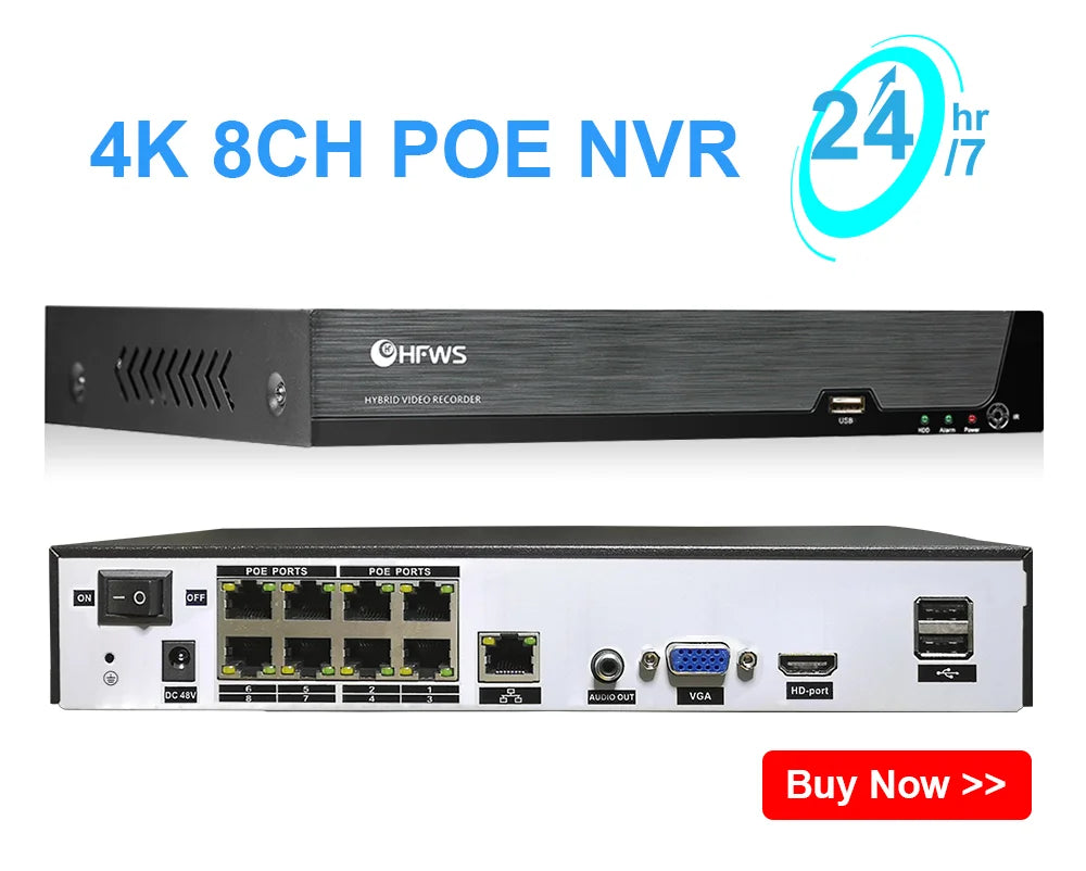 4K 8MP Auto Focus Poe Ip Camera  AI Face Detection Humanoid Video Surveillance Cameras Home Security Camera Outdoor CCTV