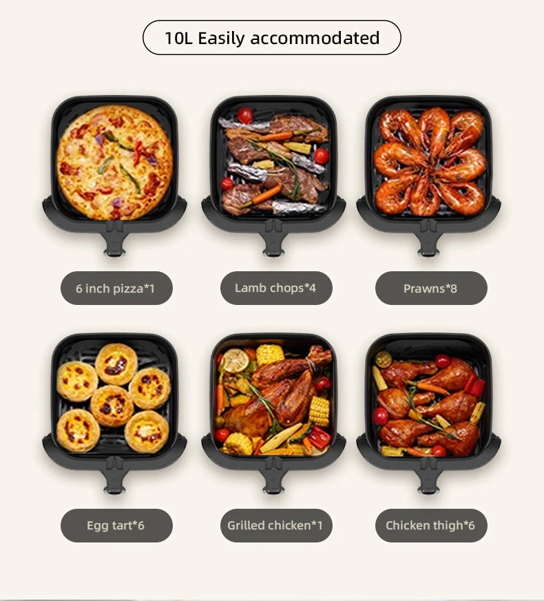 Best Selling Air Fryer 10L with Easy-View Window, Touch Controls, Nonstick, Low Fat Healthy Oil Free Frying