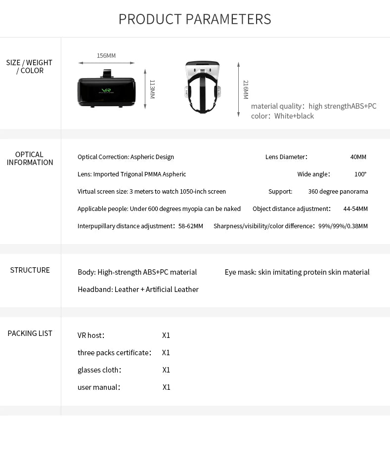 VR Headset for Smartphone – Immersive 3D Virtual Reality Glasses Tidesmit