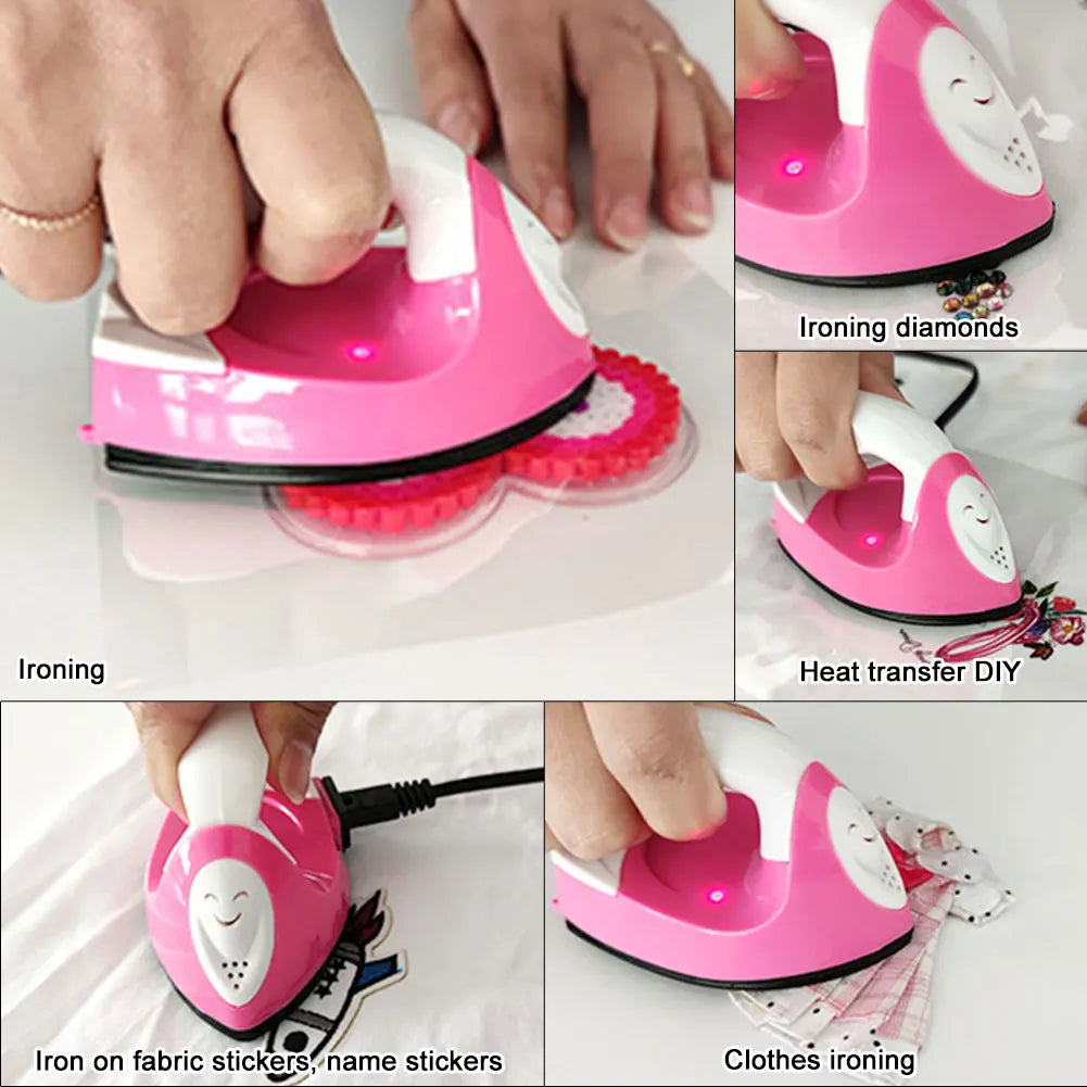 Tidesmit DIY handheld mini iron for heat transfer crafts and sewing, featuring rapid heating and portable design