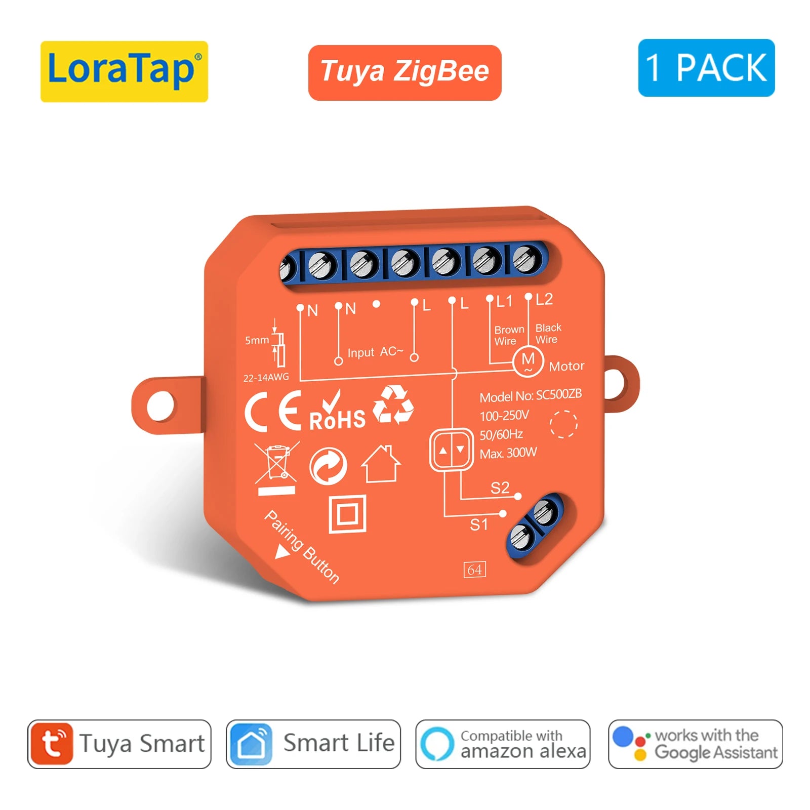 Zigbee Roller Shutter Switch Module - Precision Percentage Control 1 PACK Tidesmit