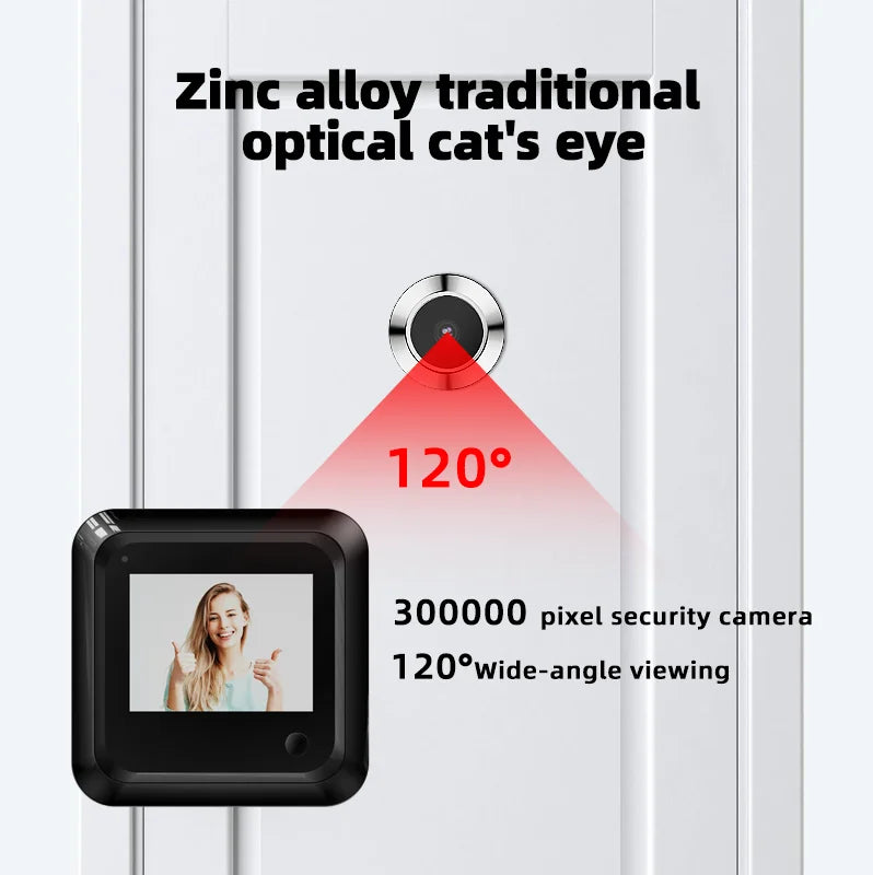 Danmini 2.4 Inch Hidden Peephole Doorbell 300 Thousand Pixels 120° Wide-angle Camera Digital Cat Eye Door Viewer Outdoor Monitor
