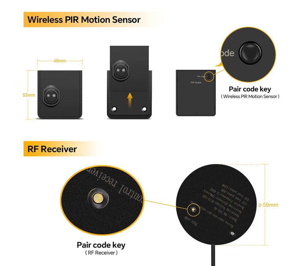 One/Dual Motion Sensor Switch COB Neon LED Strip Night Lights Wireless RF Reciever Control Smart Switch LED Corridor Stair Light