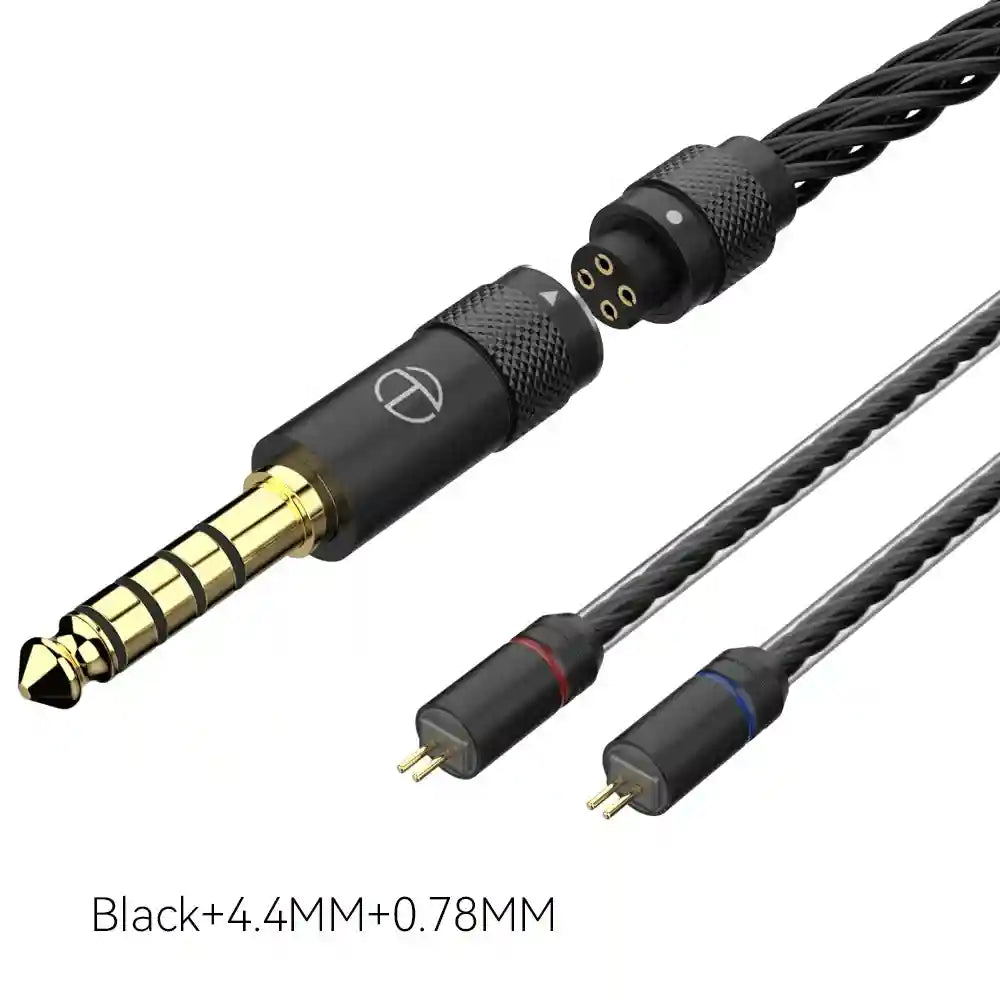 16-Core Silver Plated Replacement Cable for HiFi Headphones Black 0.78 4.4 Tidesmit