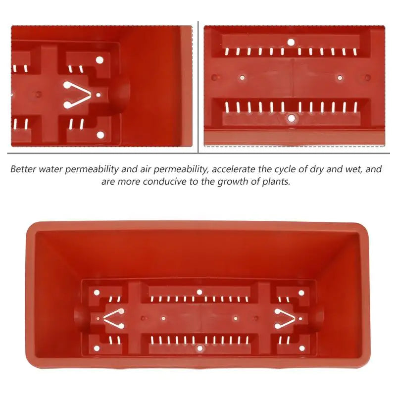6pcs Balcony Planting Pot Flower Pots With Trays Container Flowerpot Vegetable Plastic Large Rectangular Garden Pots
