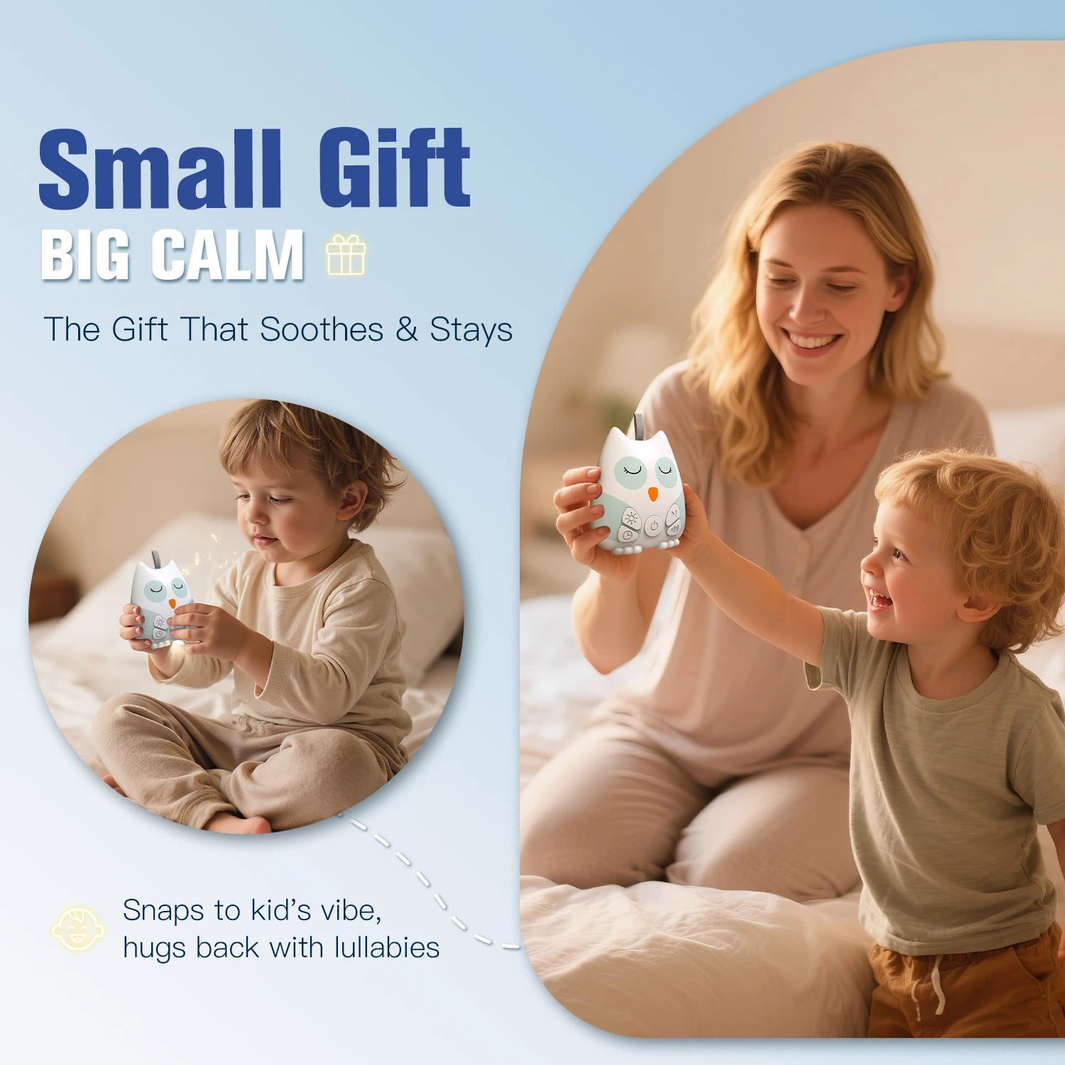 White Noise Machine Portable Baby Sleep Assistant Smart Cry Detection 15 Calming Sounds Night Light Timer Baby Shower Gift