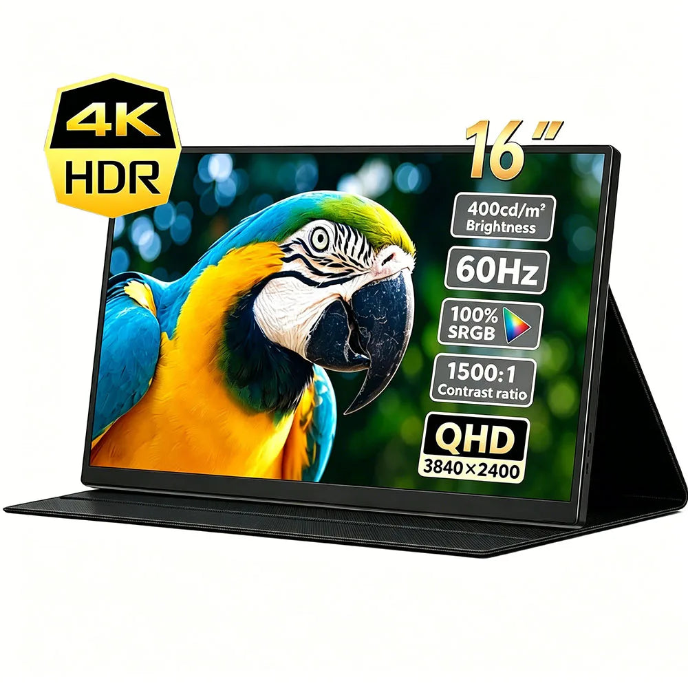 MAFNKOU 16‘’ Portable Monitor UHD 4K Laptop PC Second Screen  3840x2400 100% DCI-P3 Thunderbolt USB-C HDMI for Phone, PS5,