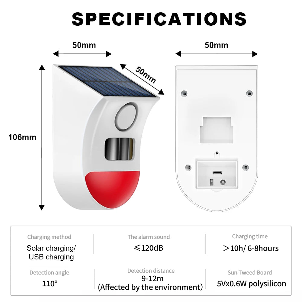 Solar WiFi Motion Sensor Alarm - Wireless Smart Home Security Siren Tidesmit