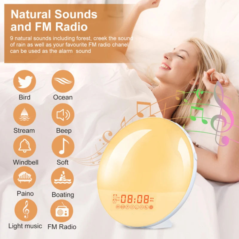 Wake Up Light Alarm Clock with Sunrise Simulation & FM Radio Tidesmit